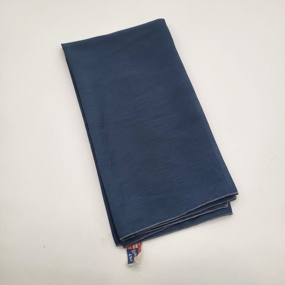 VTG Ray Strauss Blue Square Scarf Polyester Made in USA